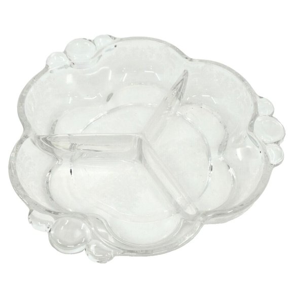VINTAGE Duncan Miller ETCHED GLASS 3 COMPARTMENT RELISH or CANDY DISH - Picture 5 of 5